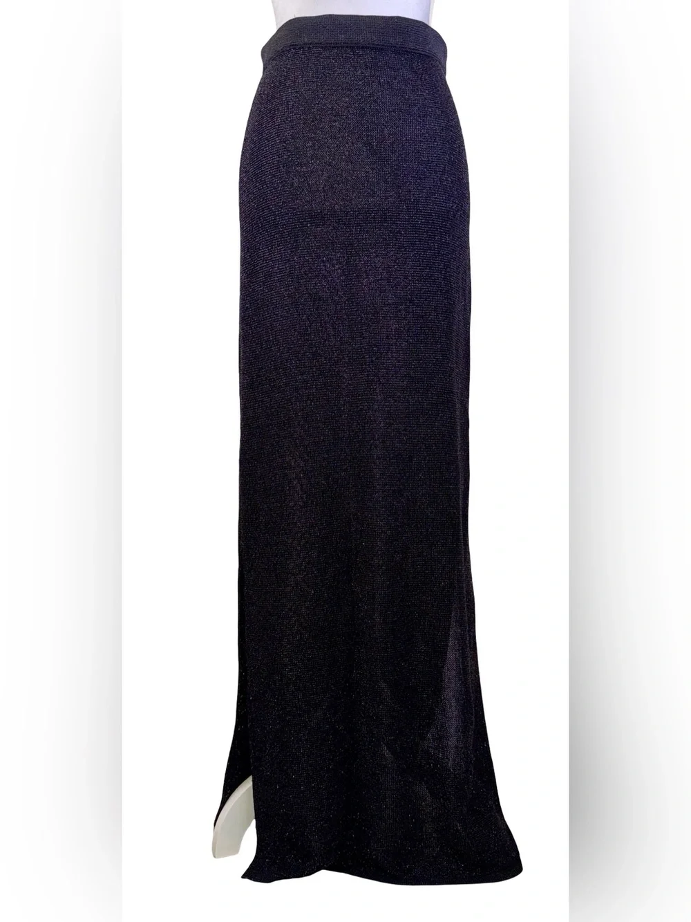 FENDI BLACK METALLIC KNIT MAXI SKIRT